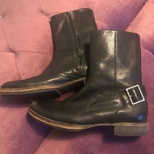 Black leather boots